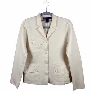 Vintage Ralph Lauren Purple Label 100% Wool Blazer w Pockets in Cream‎